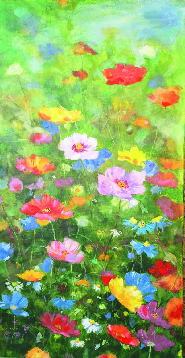 Veldbloemen, geschilderd op linnen Formaat: 50 x 100 cm Geschilderd op linnen, ook de zijkanten zijn beschilderd. Levertijd: tussen 10-14 dagen (Let op: wordt geleverd zonder lijst. Dit schilderij kan op afspraak opgehaald/bezichtigd worden) GEEN VERZENDKOSTEN