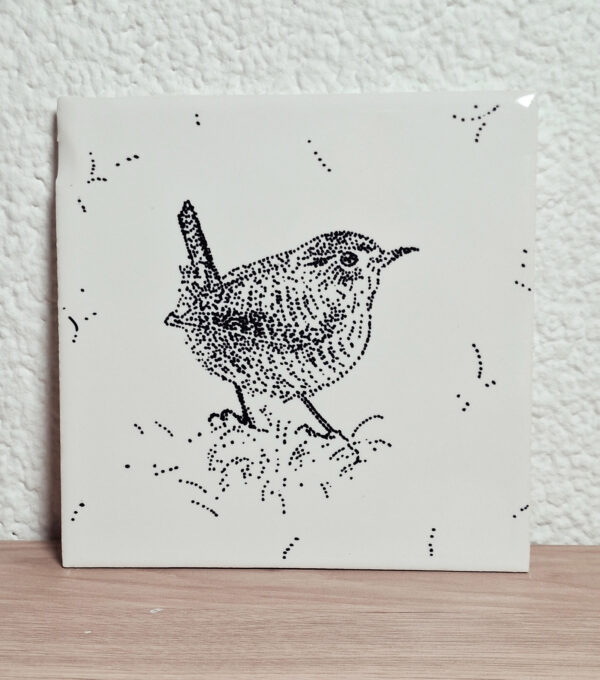 Tegeltje Fries Witje. Frisian white tile "Winterkoninkje" 13x13 cm