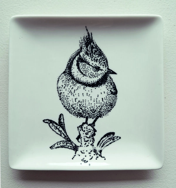 Porseleinen schaaltje "Kuifmees"