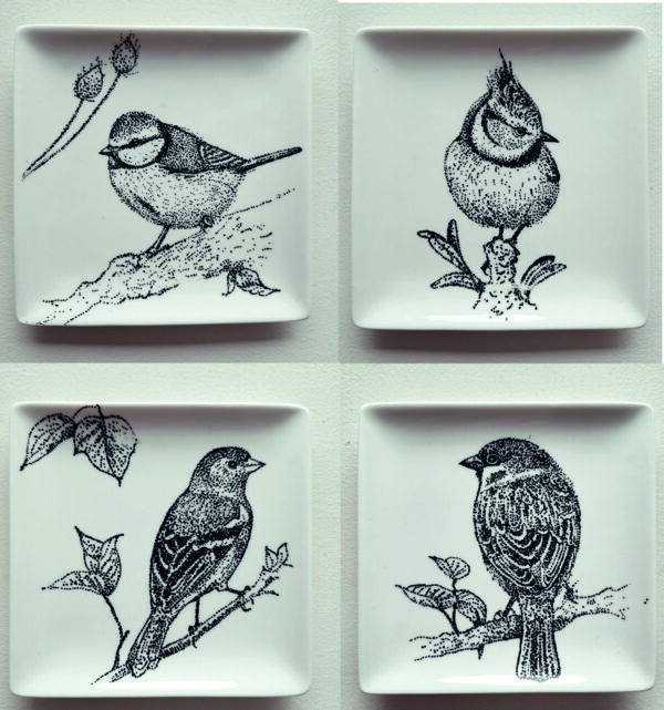 Porseleinen schaaltjes "Vogeltjes"